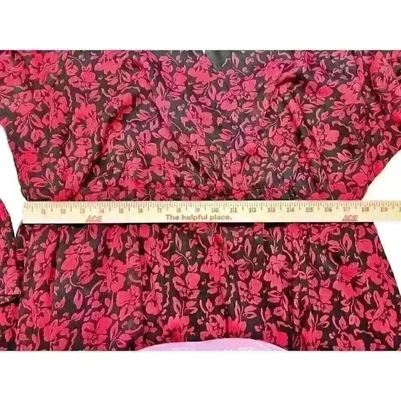 Torrid Sz 2X Midi Crinkle Chiffon Surplice Balloon Sleeve Dress Office Party - Picture 11 of 16